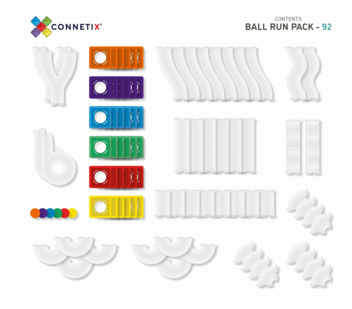 Magnetic Tiles Set magnetic, 92 piese, circuit cu bile - Marble run [10]