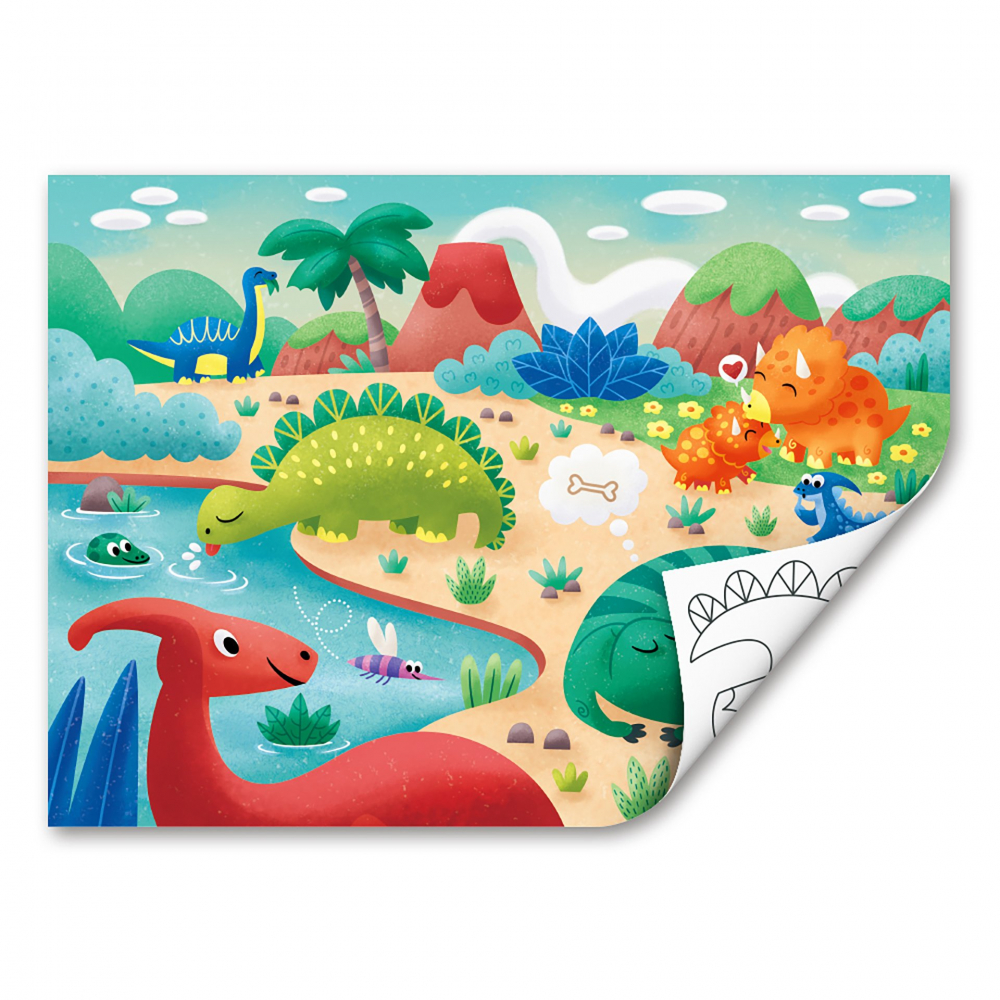 Puzzle Din Lemn 2 In 1 - Dinozauri (26 Piese), Cu Fata Dubla Si Activitate Colorare [2]