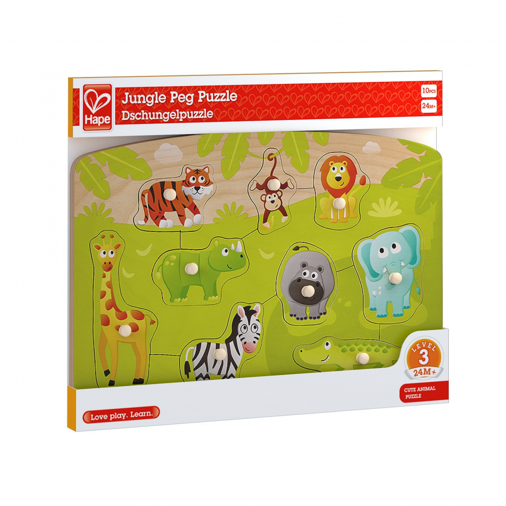 Puzzle Din Lemn Cu Butoni - Animale Din Jungla [2]