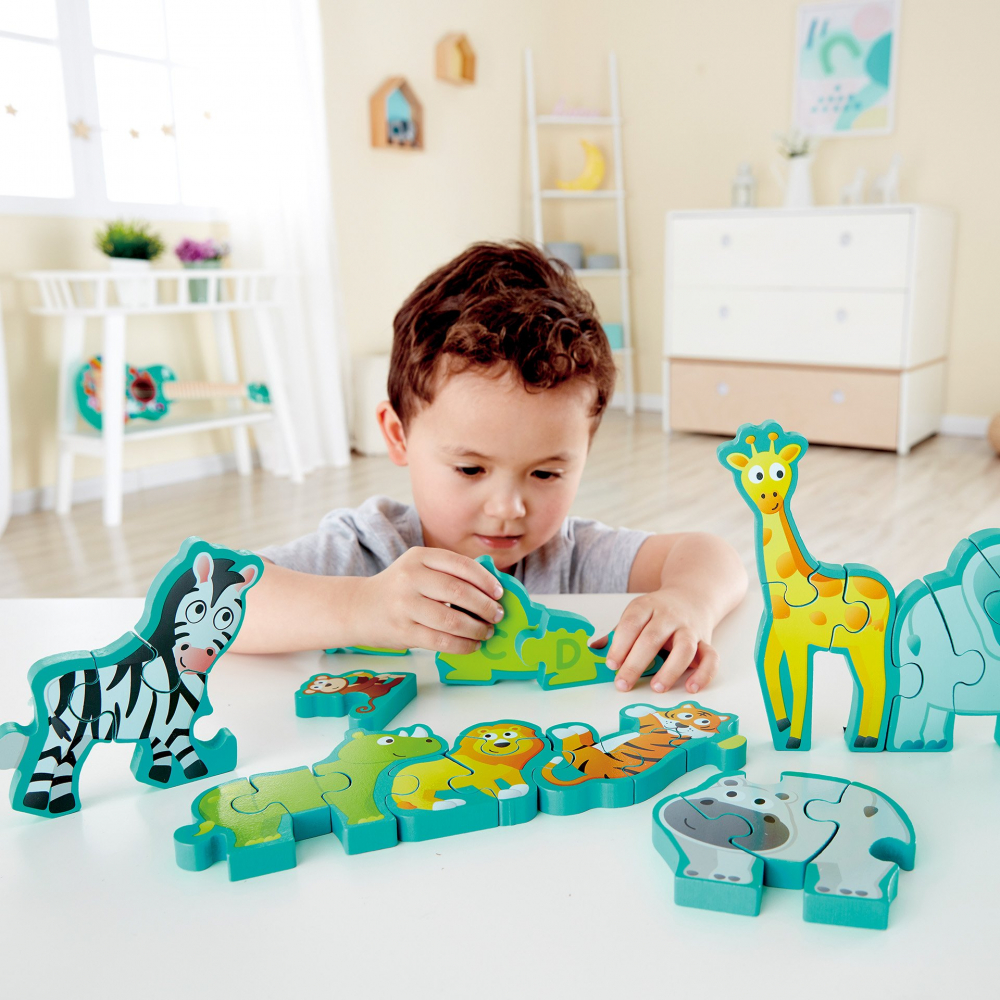 Puzzle Din Lemn Pentru Copii Cu Litere Si Animale Salbatice [2]