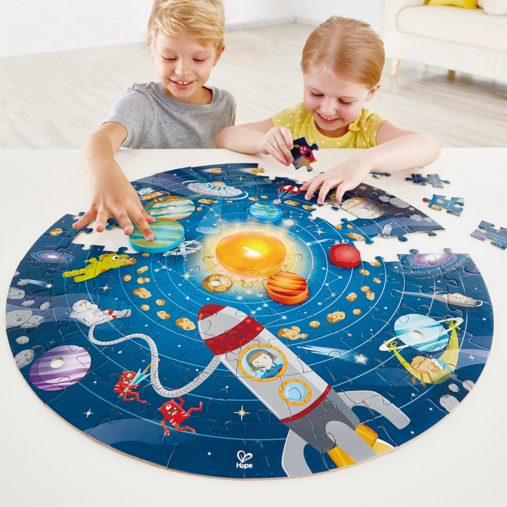 Puzzle Sistemul Solar Pentru Copii, Cu Led Si Planete Din Lemn (102 Piese) [2]