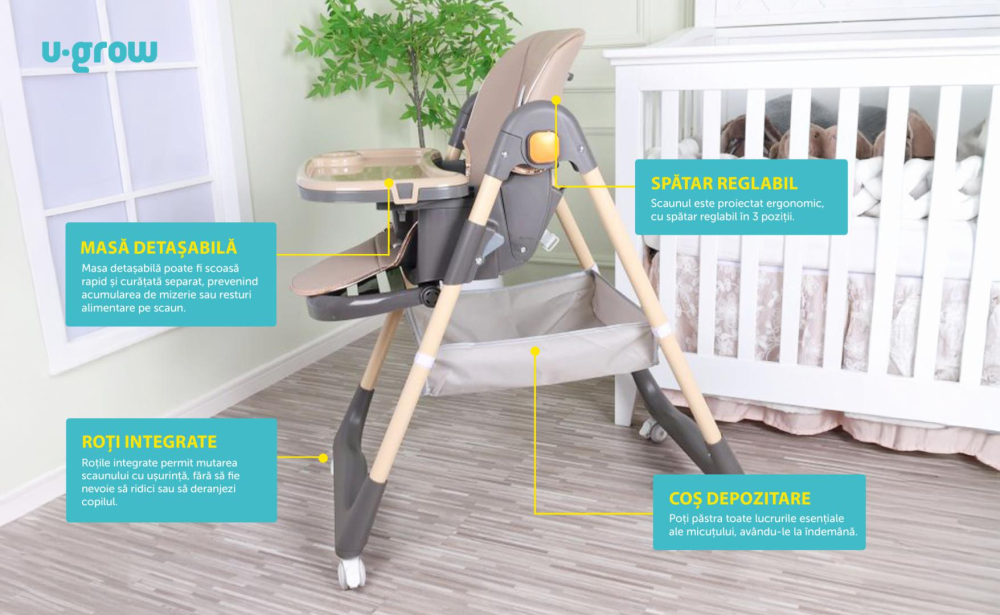 Scaun de masa ajustabil, pliabil, brown [7]