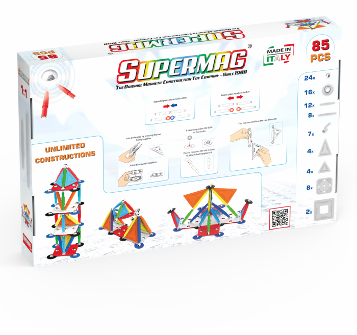Set de constructie magnetic Supermag Projects Multicolor, 85 piese [2]