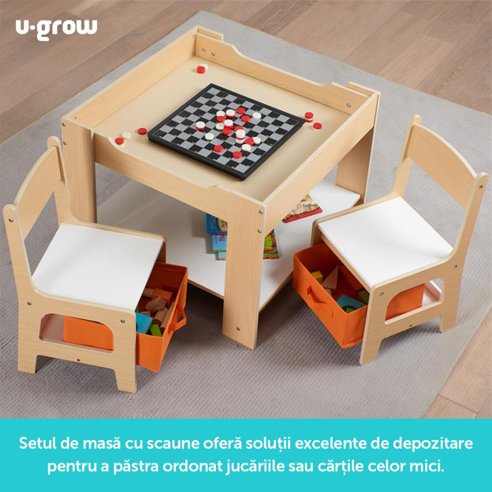 Set masuta si 2 scaune,lemn natur,U-Grow [11]