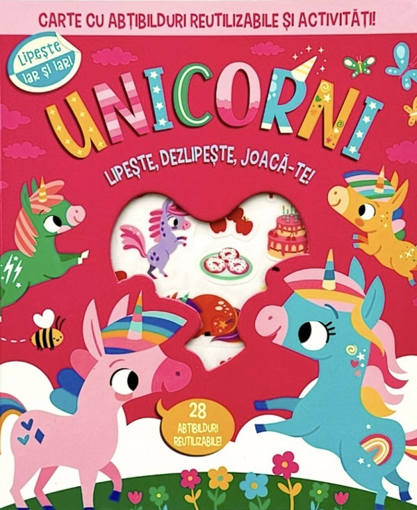Unicorni. Lipeste, Dezlipeste, Joaca-Te. Carte Cu Abtibilduri Si Activitati, - Editura Flamingo [1]
