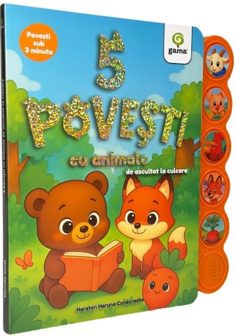 Carti interactive - 5 Povesti Cu Animale De Ascultat La Culcare,  - Editura Gama