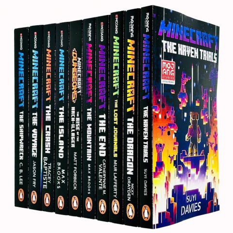 Carti - An Official Minecraft Novels 10 Books Collection Set (The Shipwreck, The Voyage, The Crash, The Island, The Rise Of The Arch Illager, The Mountain , The End, Lost Journals, Dragon &Amp; Haven Trials),