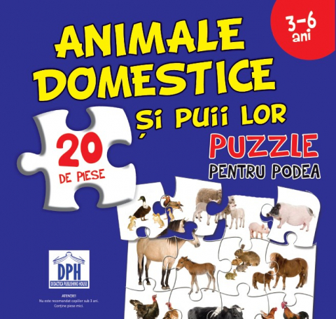 Carti - Animale Domestice Si Puii Lor - Puzzle De Podea 50X70 + Afis 50X70,  - Editura DPH