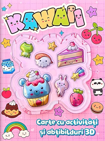 Editura Flamingo - Carte Cu Activități Și Abțibilduri 3D: Kawaii, - Editura Flamingo