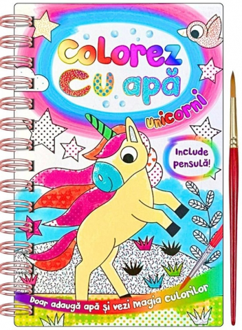 Carti de colorat - Colorez Cu Apa: Unicorni + Pensula, - Editura Flamingo