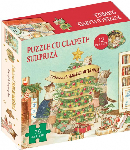 6-8 ani - Craciunul Familiei Motanila. Carte + Puzzle Cu Clapete Surpriza, Lucy Brownridge - Editura DPH