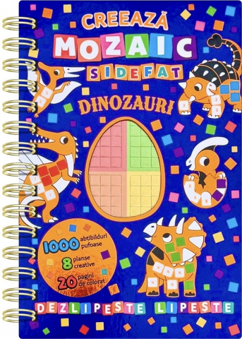 Carti de colorat - Creeaza Mozaic Sidefat Dinozauri, - Editura Flamingo