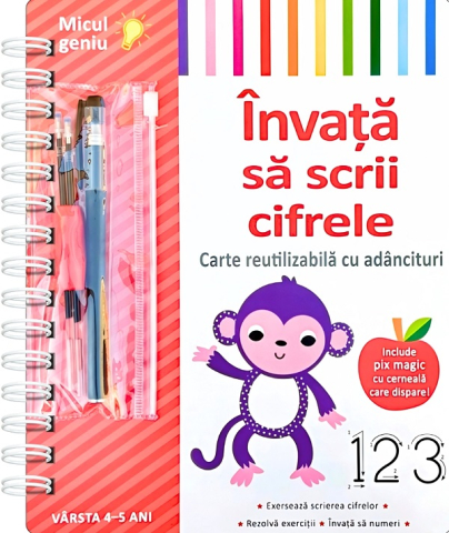 Editura Flamingo - Învață Să Scrii Cifrele. Carte Reutilizabilă Cu Adâncituri, - Editura Flamingo