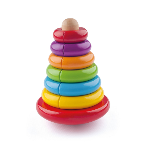 Figurine - Jucarie Din Lemn De Stivuit – Piramida Cu Inele Magnetice