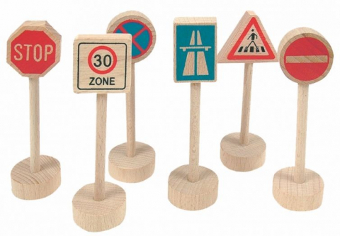 Jucarii educative - Jucarie Din Lemn - Semne De Trafic (6 Piese)