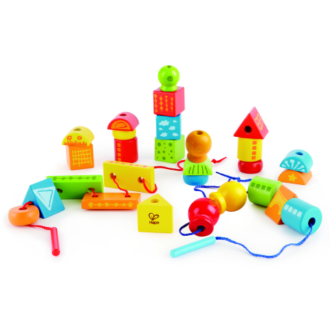 Figurine - Jucarie Din Lemn - Sirag Curcubeu Cu Cuburi (32 Piese)