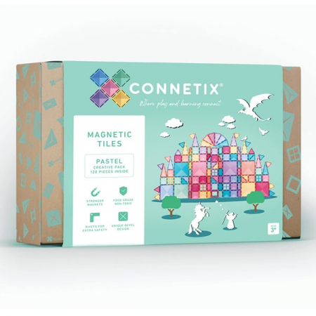Magnetic Tiles Set constructie magnetic, 120 piese Pastel, creativitate [1]