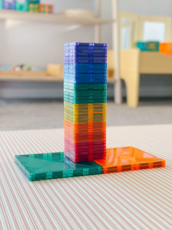 Connetix - Magnetic Tiles Set constructie magnetic, 40 piese de baza, patrate