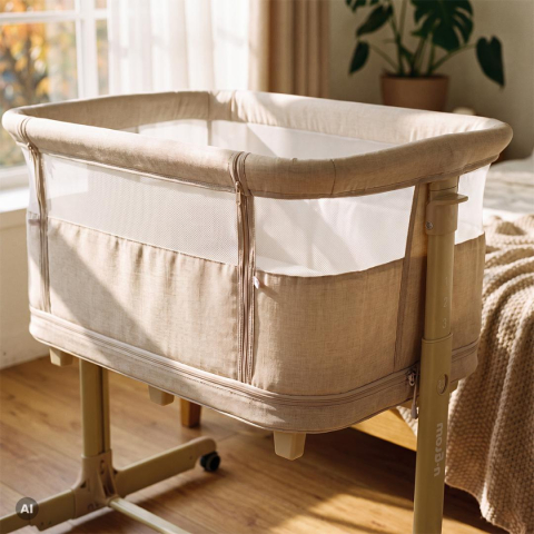 Patut 2 in 1, co-sleeper si tarc de joaca, bej, U-Grow [7]