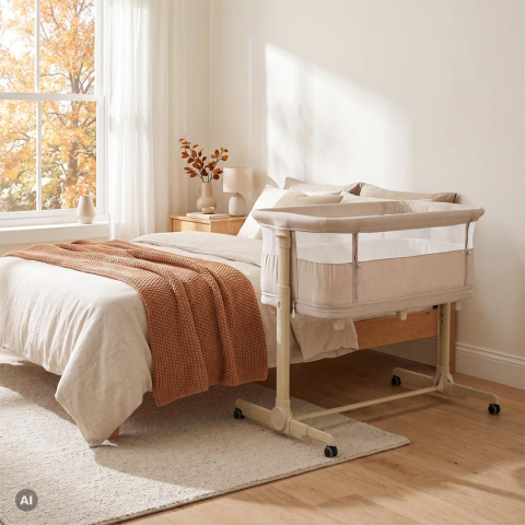 Patut 2 in 1, co-sleeper si tarc de joaca, bej, U-Grow [8]