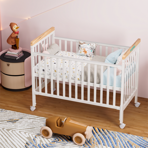 Patut din lemn bebe, 120x60cm,alb,U-Grow [3]