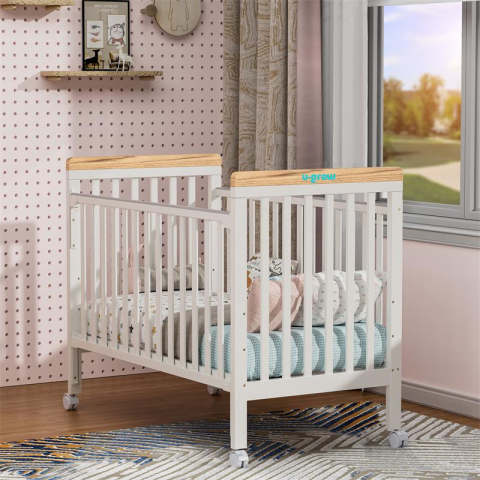 Patut din lemn bebe, 120x60cm,alb,U-Grow [7]