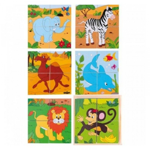 Puzzle - Puzzle Din Lemn Cuburi - Safari 2 X 2