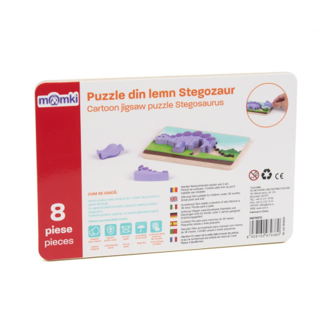 PUZZLE DIN LEMN STEGOZAUR, 8 PIESE [2]