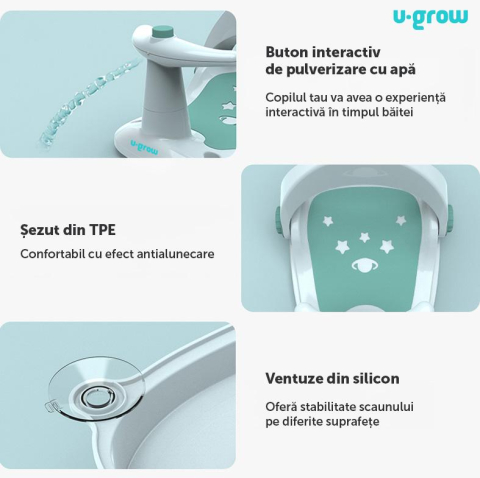 Scaun baie bebe, spatar reglabil , verde [3]