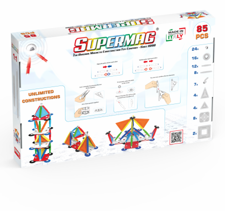 Set de constructie magnetic Supermag Projects Multicolor, 85 piese [1]