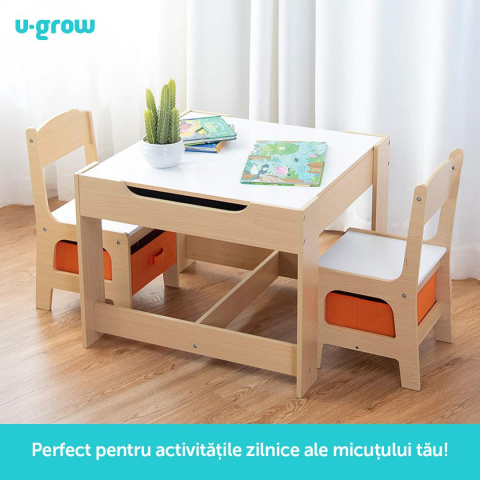 Set masuta si 2 scaune,lemn natur,U-Grow [9]