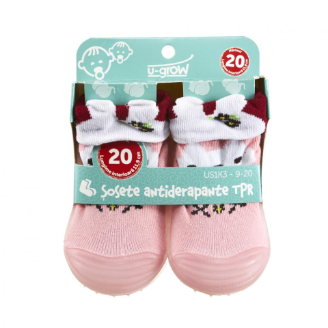 Sosete - Sosete antider, pink,size 20, U-Grow
