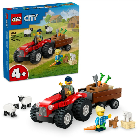 Jucarii - TRACTOR ROSU CU REMORCA SI OI,LEGO 60461