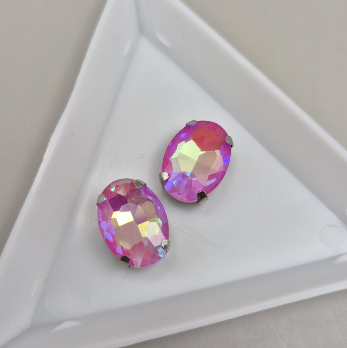 Stras Oval 10x14mm Roz AB [1]