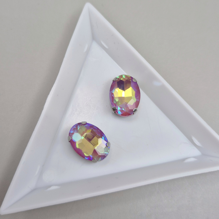 Stras Oval 10x14mm Roz inchis AB [1]
