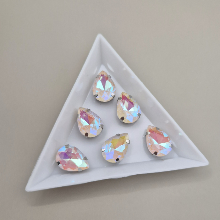 Stras 10x14mm lacrima alb AB [1]