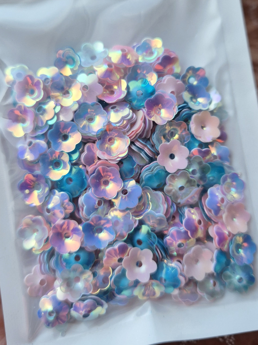 Paiete floare cupa 8mm mix roz/bleu AB [1]