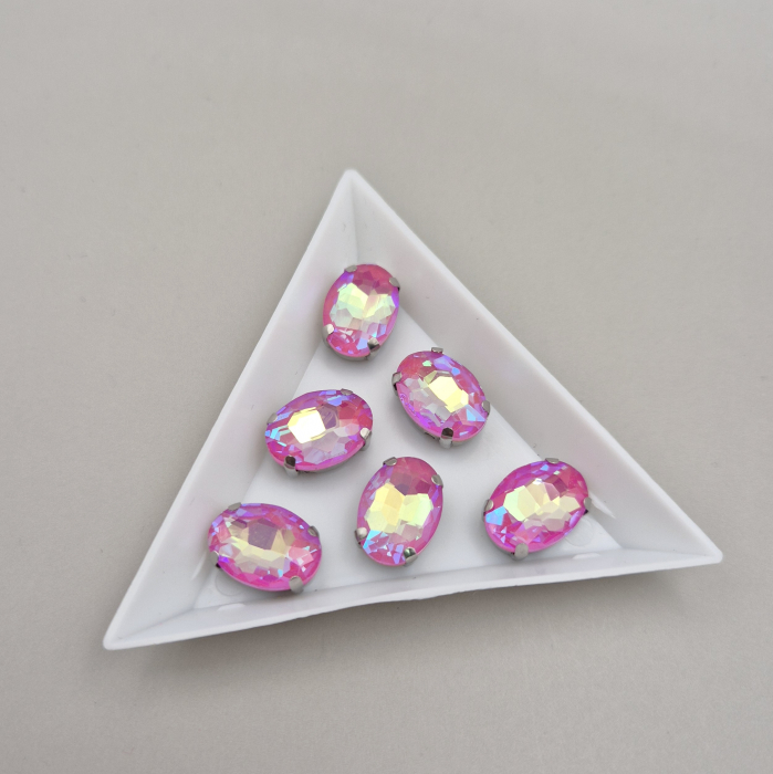 Stras Oval 10x14mm Roz inchis AB [1]