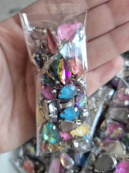 Mix strasuri defecte lacrima AB/jelly 10x14mm, 8x13mm, 7x10mm (amestecate) [4]