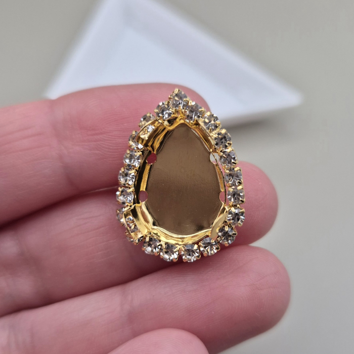 Cupa metalica auriu/argintiu cu strasuri pentru cristal 13x18mm [2]