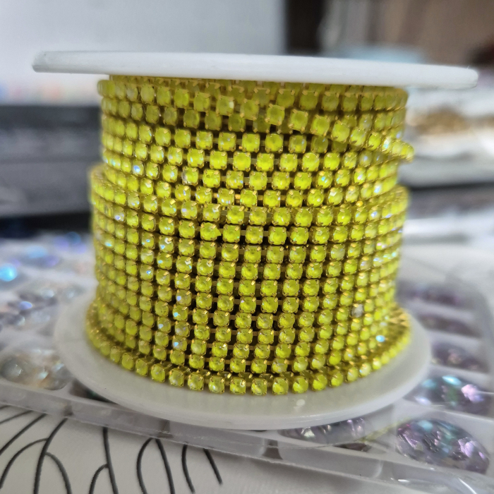 Lant strasuri 2mm lemon MK - culoare galben verzui [2]