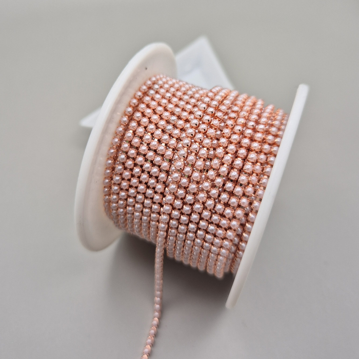 Lant strasuri - perle acril 2mm roz [1]