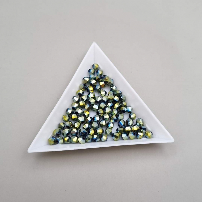 Margele Biconice Verde metalizat 4mm [1]