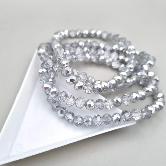 Margele fatetate Clear/ Argintiu 6x4mm [1]