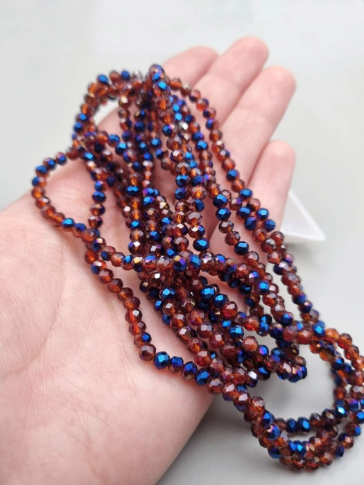 Margele fatetate Coniac/ Albastru metalizat 3x4mm [1]