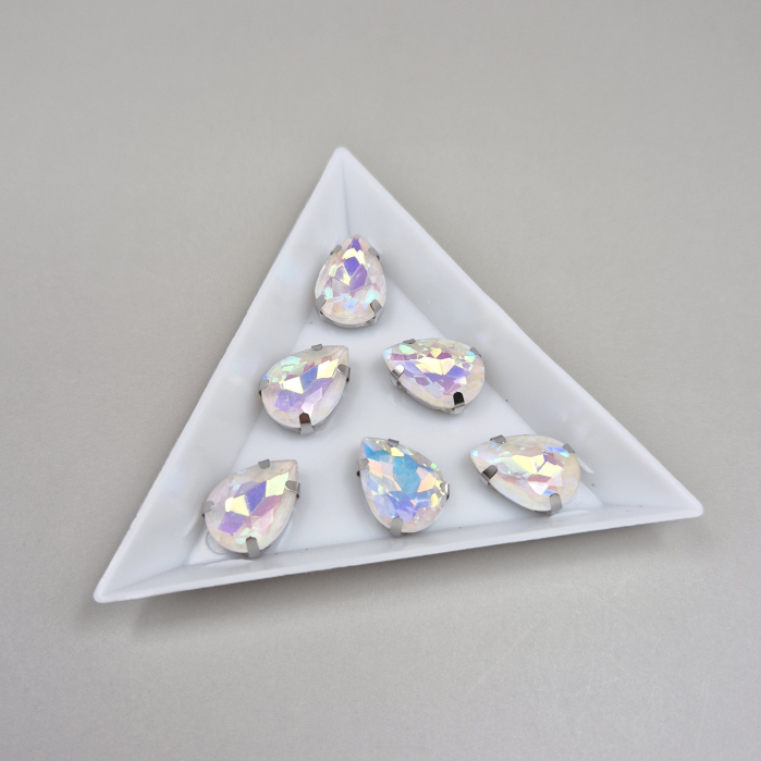 Stras lacrima 10x14mm Alb AB [1]