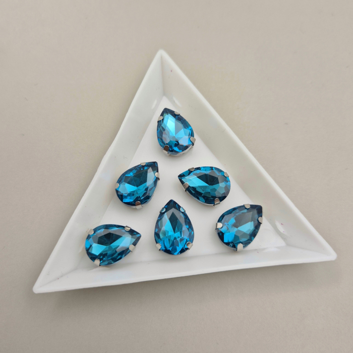 Stras lacrima 10x14mm Aquamarine turcoaz [2]