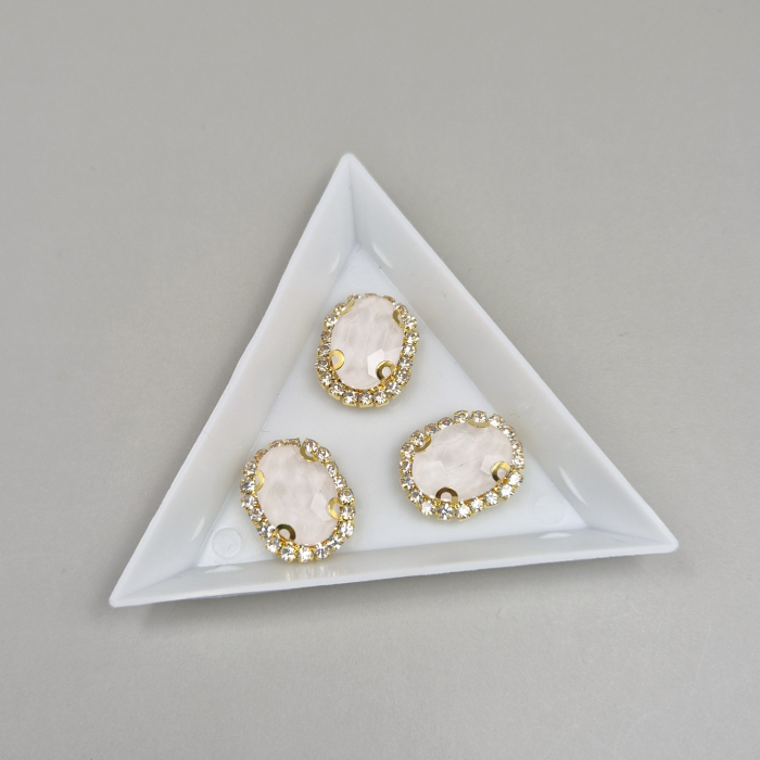 Stras oval 10x14mm alb jelly sticla [1]