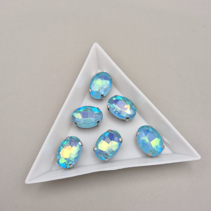Stras Oval 10x14mm Aquamarine AB [1]