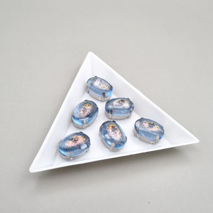 Stras rasina 10x14mm Bleu sclipici [1]